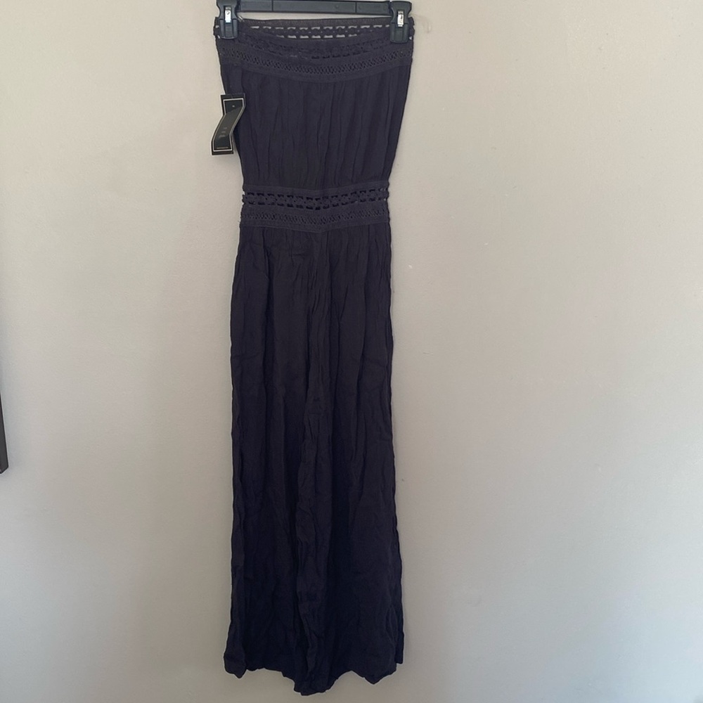 NWT PoshShop LA Charcoal Gray Culottes Wide Leg Jumpsuit | Medium - Picture 2 of 7